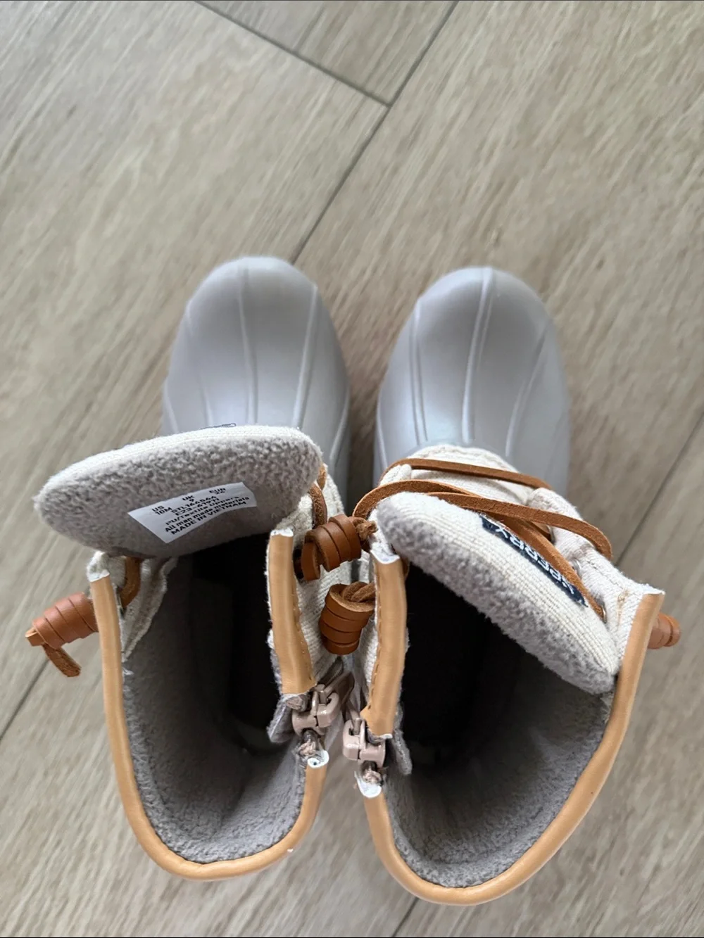 Sperry Kids Gray and Pink saltwater Waterproof Duck Boots girls size 10c